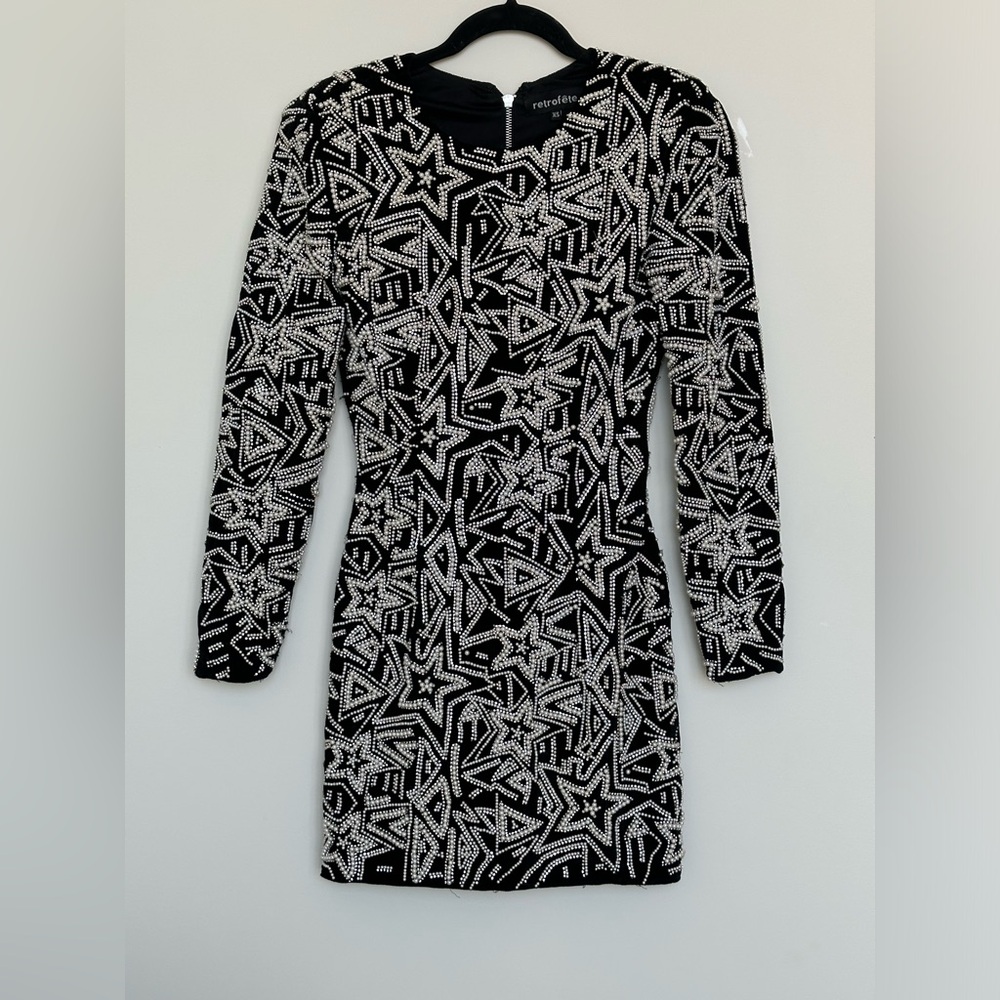 Retrofete Pearl sequin velvet dress black xs